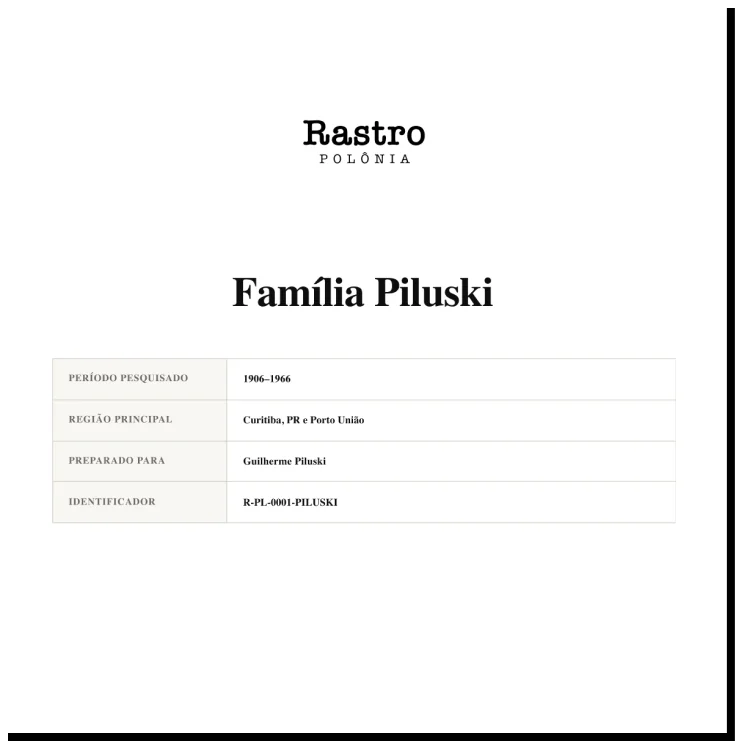 Capa do Dossiê Rastro POLÔNIA - Família Piluski